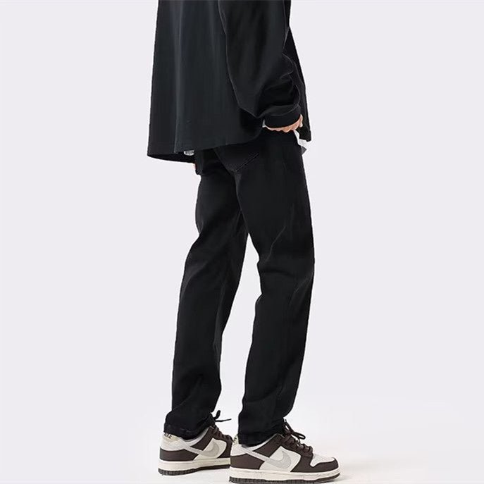 Men's Slim-fit Pure Black Straight Jeans - VEX CLUB HOUSE