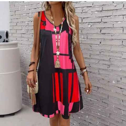 Casual Versatile And Stylish Striped V-neck Dress - VEX CLUB HOUSE