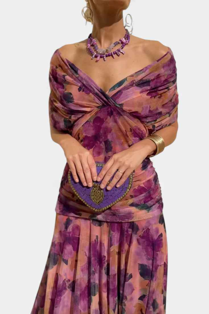 European And American SpringSummer Mesh Printed Camisole Dress - VEX CLUB HOUSE