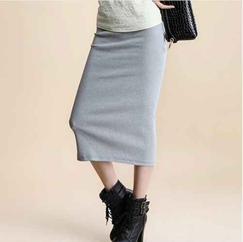 Mid-waist Rib Knitted Sheath Split Skirt - VEX CLUB HOUSE