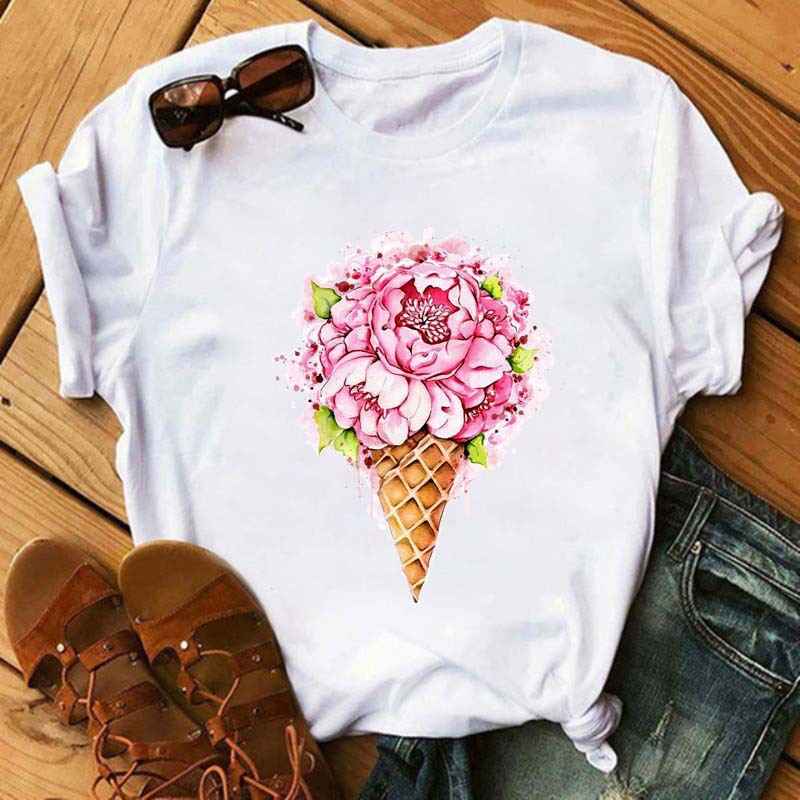 Ice Cream Flower Print Men And Women Couple Short Sleeve - VEX CLUB HOUSE