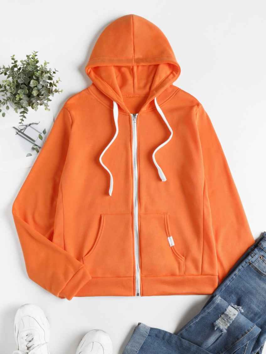 Womens Casual Sporty Cardigan With Zipper Hooded Sweatshirt - VEX CLUB HOUSE