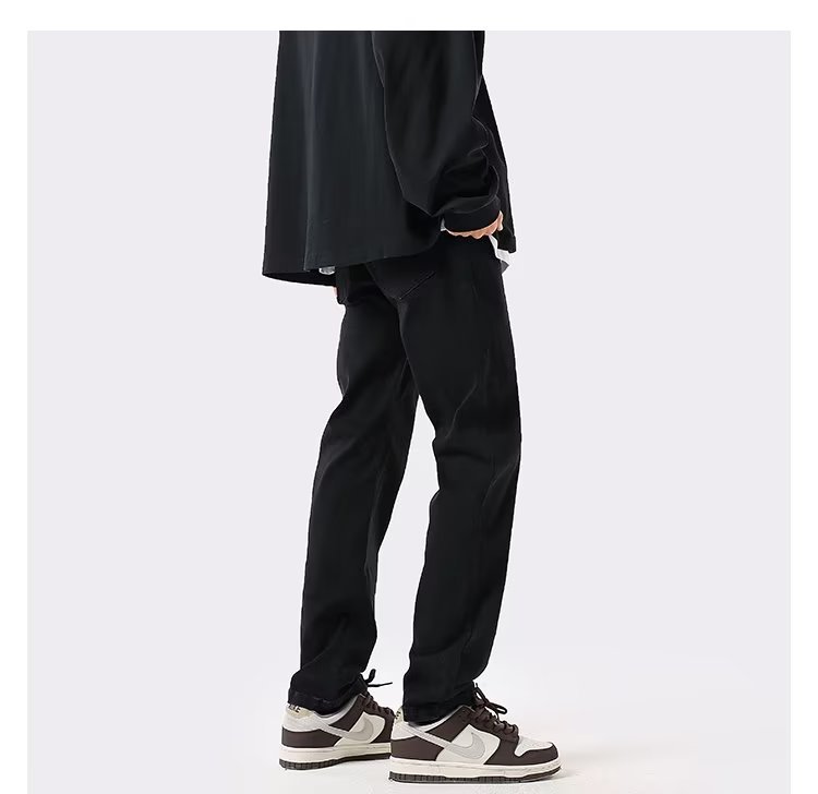 Men's Slim-fit Pure Black Straight Jeans - VEX CLUB HOUSE