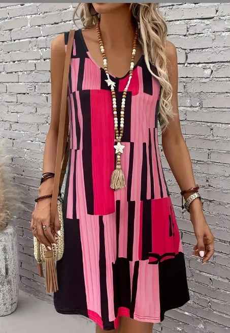 Casual Versatile And Stylish Striped V-neck Dress - VEX CLUB HOUSE