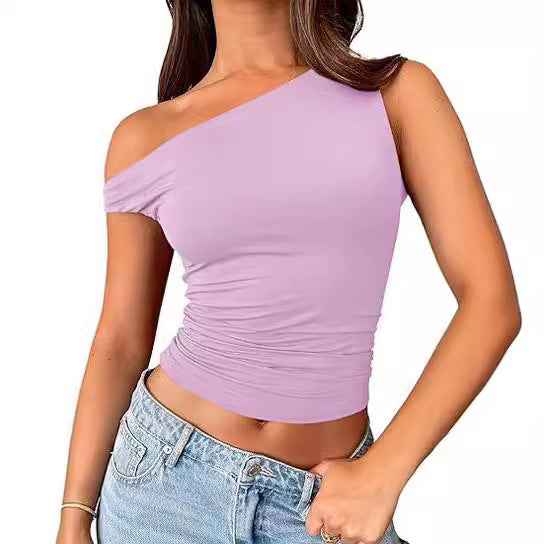 Womens Solid-color Off-shoulder Tank Top - VEX CLUB HOUSE