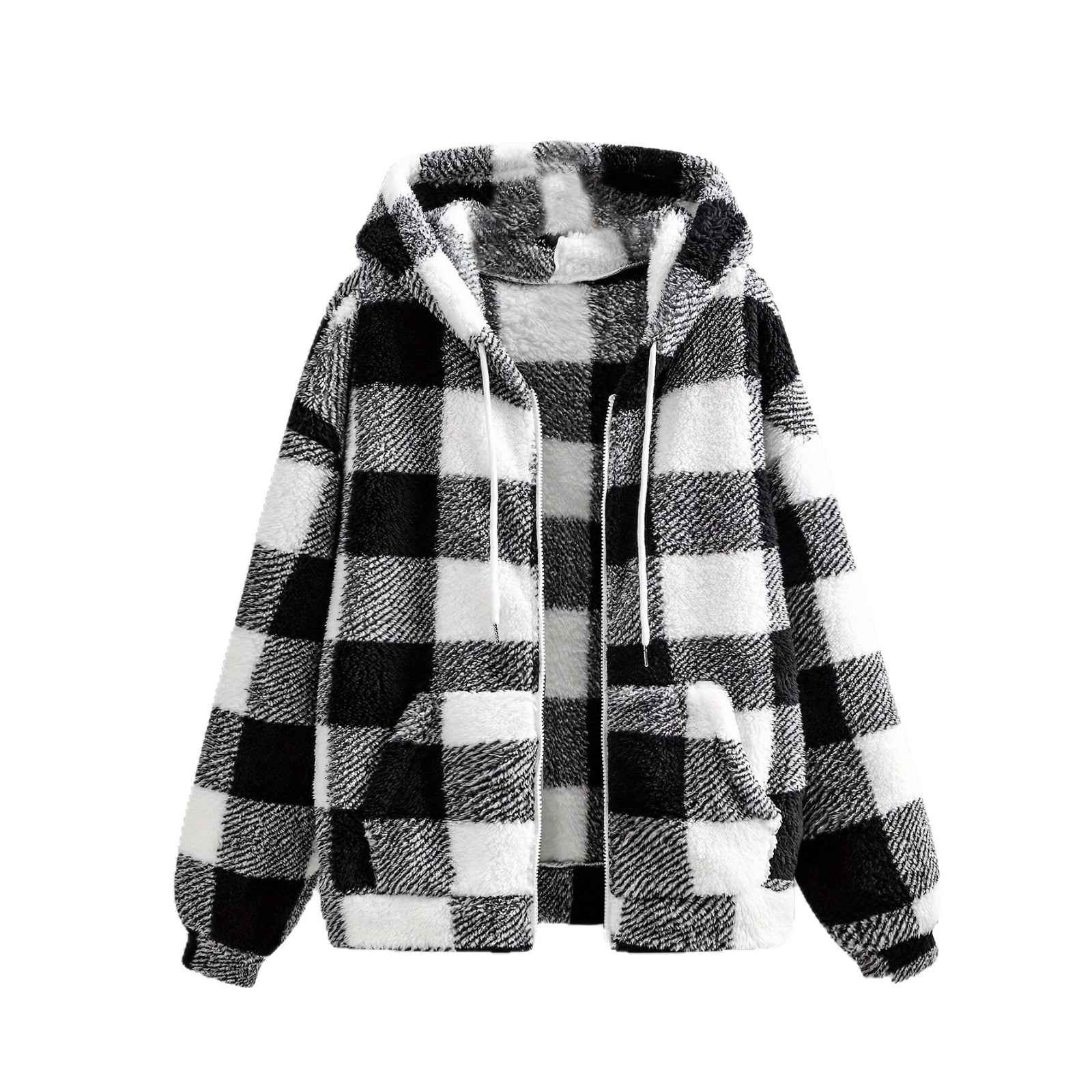 Fashionable Casual Zip-up Plush Hoodie With Long Sleeves - VEX CLUB HOUSE