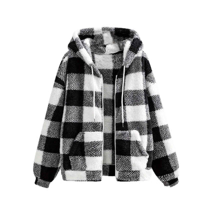 Fashionable Casual Zip-up Plush Hoodie With Long Sleeves - VEX CLUB HOUSE