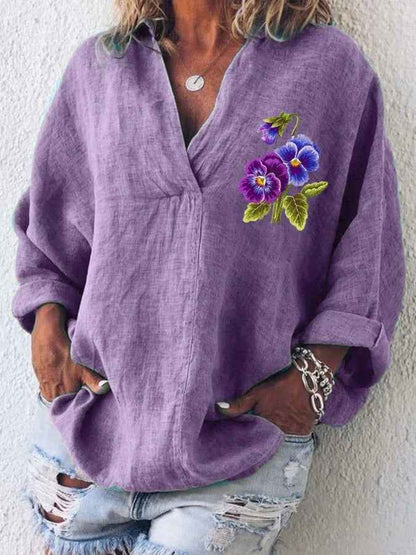 Womens American-style Digitally Printed Linen Shirt - VEX CLUB HOUSE