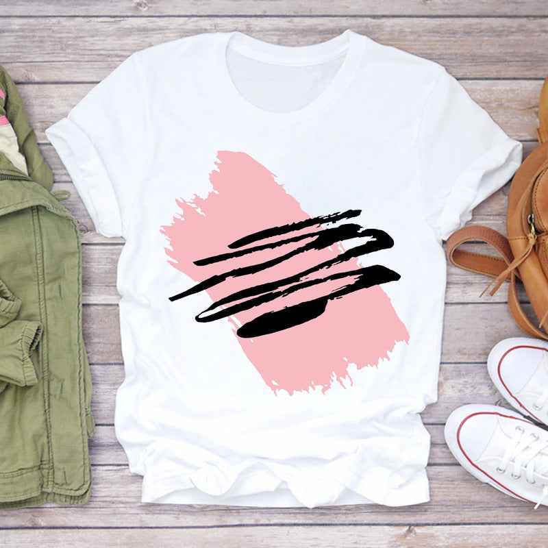 Watercolor Love Fashion Print Short-sleeved T-shirt Women's Trend - VEX CLUB HOUSE