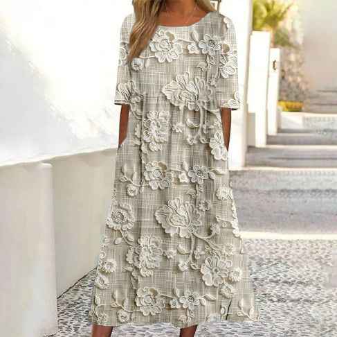 Simple Round Neck Stylish And Elegant Womens Dress - VEX CLUB HOUSE