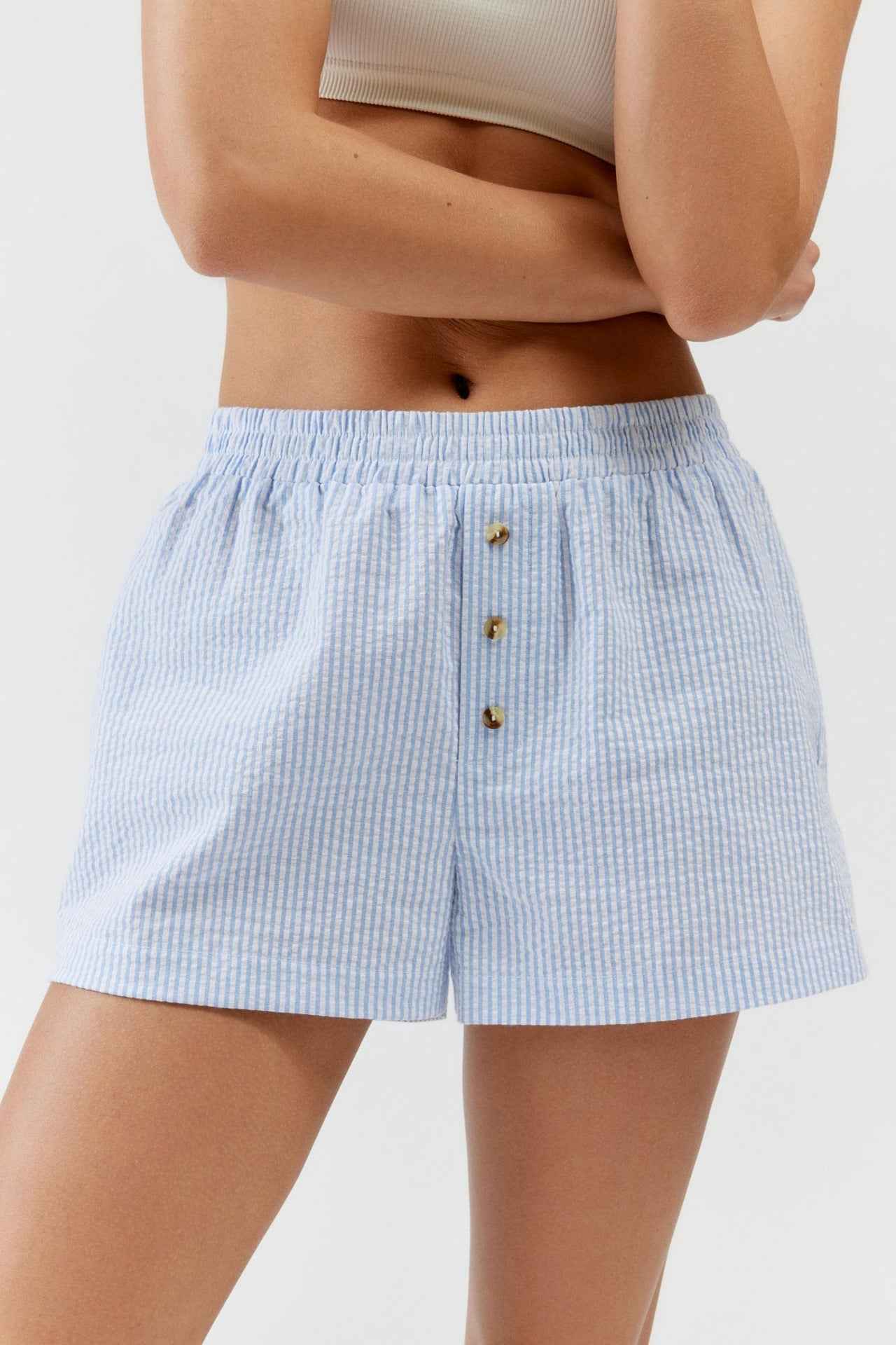 Striped Plaid Leisure Commute Shorts For Women - VEX CLUB HOUSE