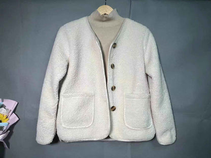 Round Neck Lamb Wool Loose Coat - VEX CLUB HOUSE