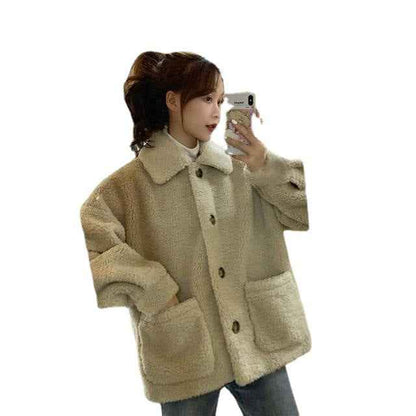 Lapel Button Lamb Velvet Loose Fashion Students - VEX CLUB HOUSE