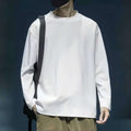 Men's Round Neck Thickened Inner Bottoming Shirt Solid Color Loose-fitting Versatile Top - VEX CLUB HOUSE