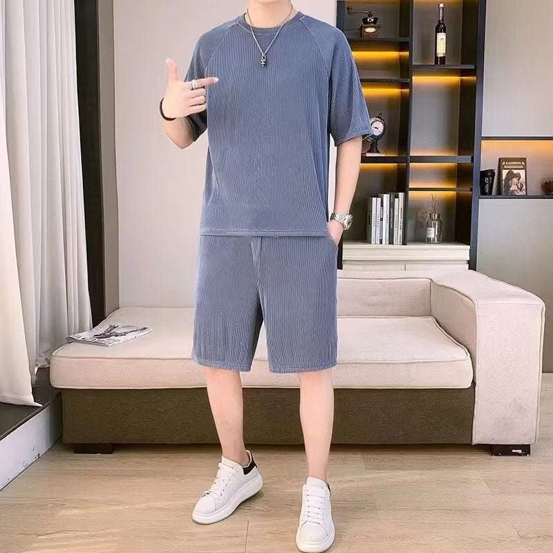 Men's Summer Thin Loose Short-sleeved Shorts High Sense Quick-drying Clothes Two-piece Suit - VEX CLUB HOUSE