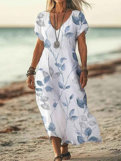 Womens Floral V-Neck Short-Sleeve Dress - VEX CLUB HOUSE