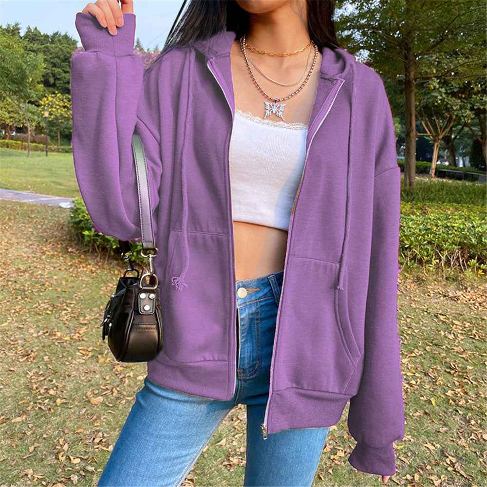 Fashion Women's Loose Street Zip Top - VEX CLUB HOUSE