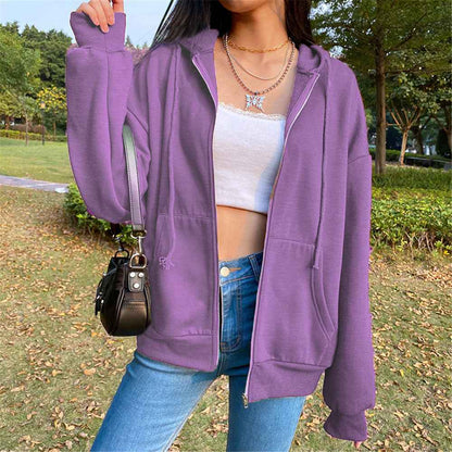 Fashion Women's Loose Street Zip Top - VEX CLUB HOUSE
