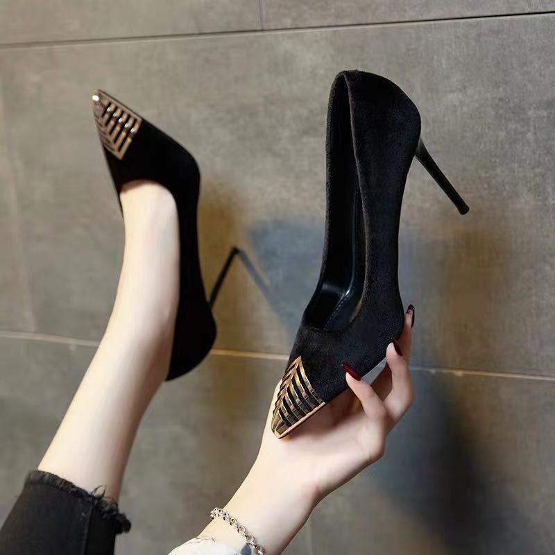 Women's Stiletto New Versatile Metal Pointed Toe High Heels - VEX CLUB HOUSE