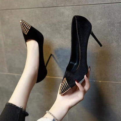 Women's Stiletto New Versatile Metal Pointed Toe High Heels - VEX CLUB HOUSE