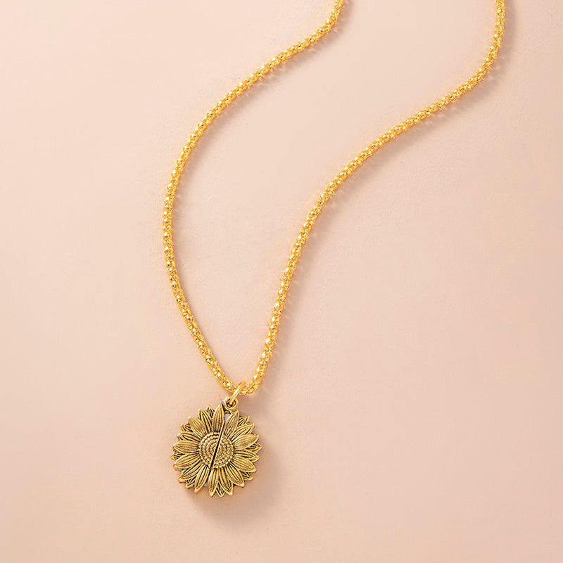 Vintage Gold Sunflower Locket Necklace Stainless Steel Class Of Graduate Cap Necklaces For Men Women Graduation Jewelry V E X C L U B H O U S E