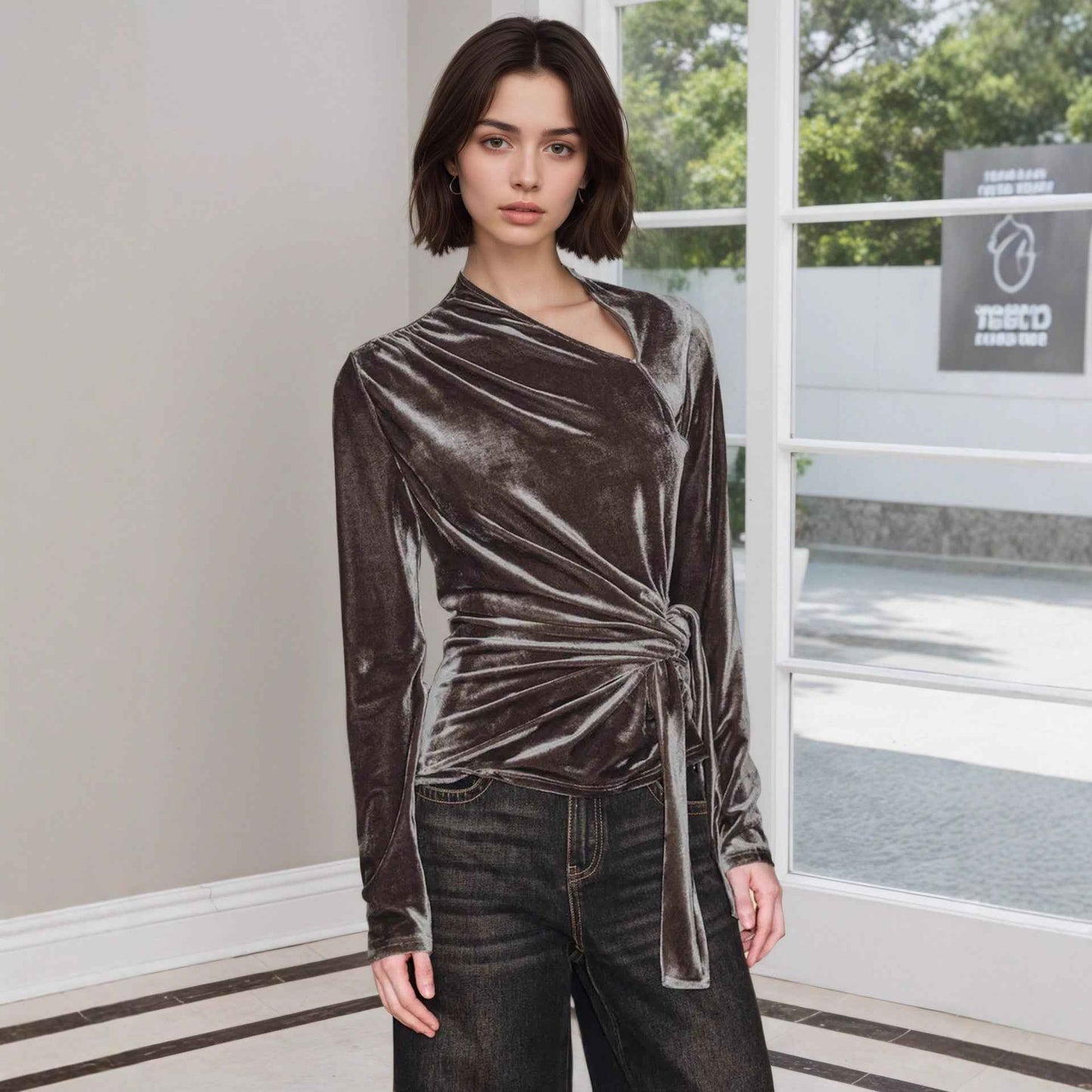 Half-open-collar Long-sleeve Base Shirt A Slim - VEX CLUB HOUSE