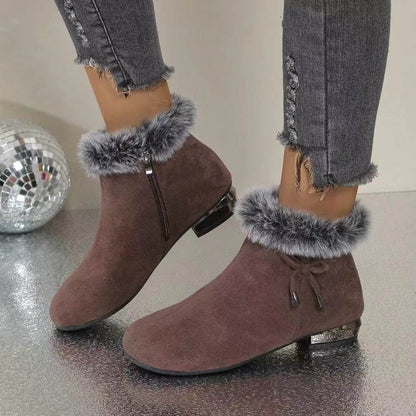 New Fleece Lined Round Toe Short Boots For Women - VEX CLUB HOUSE