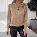 All-match Suede Zipper Short Coat - VEX CLUB HOUSE