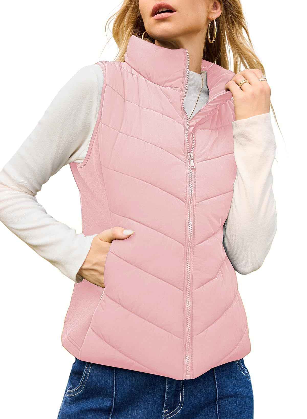 Simple Stand Collar Women's Thick Thermal Quilted Vest - VEX CLUB HOUSE