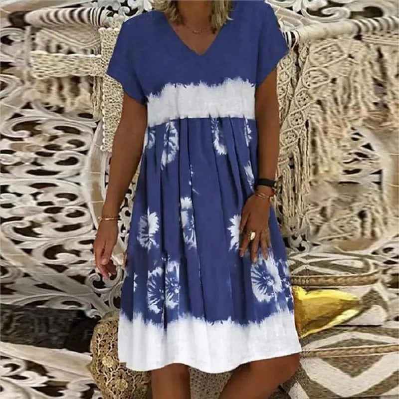 Womens Loose-fitting Printed Dress - VEX CLUB HOUSE