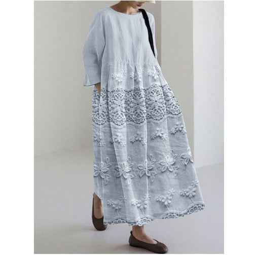 Womens 3D-printed Fashion Plus-size Loose Casual Long-sleeve Dress - VEX CLUB HOUSE